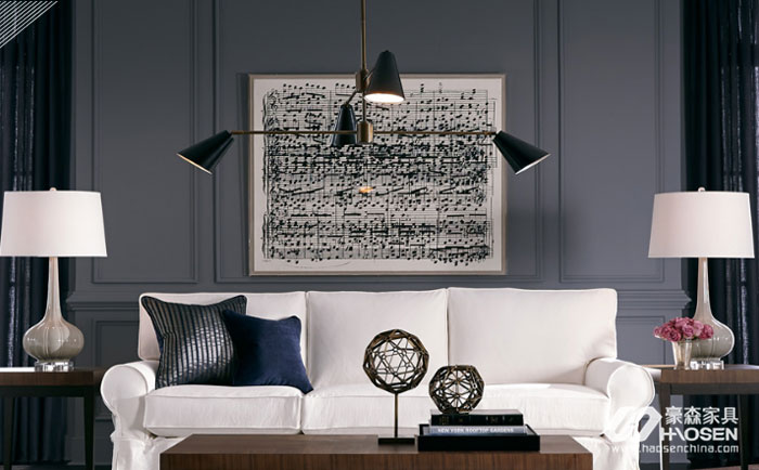 美式家具与现代风格灯的搭配图